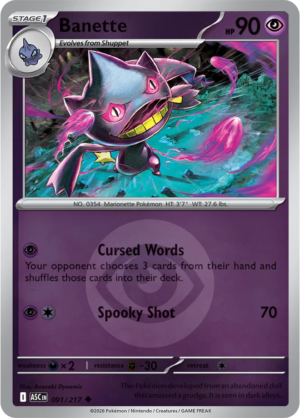 Pokémon TCG Banette – ASC 091 Uncommon Energy Symbol Pattern – EN