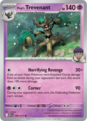 Pokémon TCG Hop's Trevenant – ASC 096 Rare Holofoil – EN