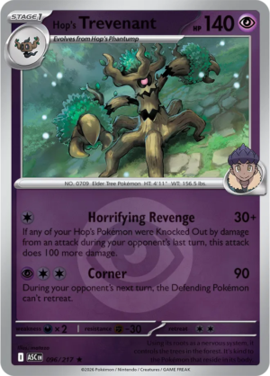 Pokémon TCG Hop's Trevenant – ASC 096 Rare Energy Symbol Pattern – EN