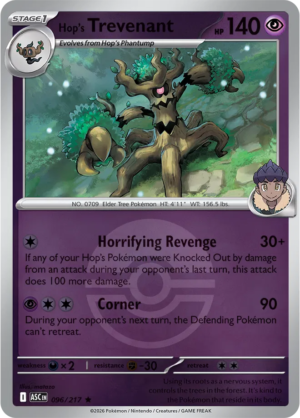 Pokémon TCG Hop's Trevenant – ASC 096 Rare Poké Ball Pattern – EN
