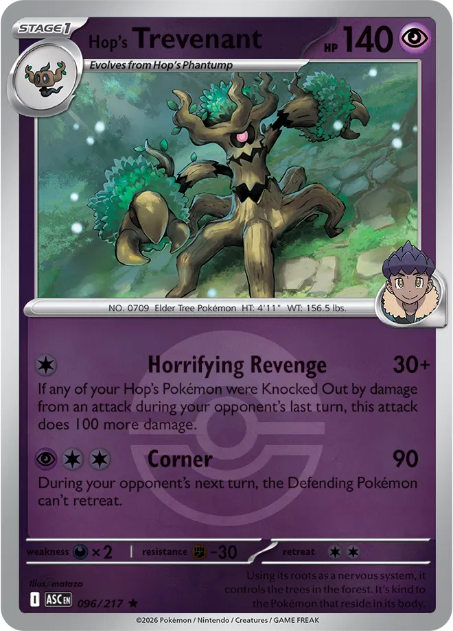 Pokémon TCG Hop's Trevenant – ASC 096 Rare Poké Ball Pattern – EN
