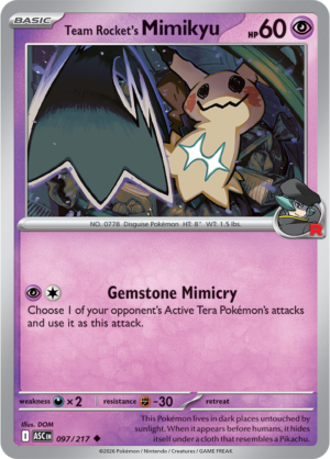 Pokémon TCG Team Rocket's Mimikyu – ASC 097 Uncommon Regular – EN