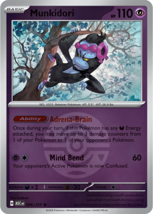 Pokémon TCG Munkidori – ASC 099 Rare Dusk Ball Pattern – EN