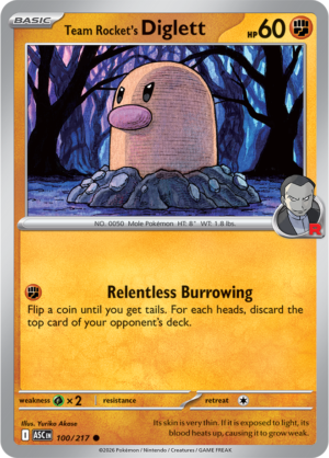 Pokémon TCG Team Rocket's Diglett – ASC 100 Common Regular – EN