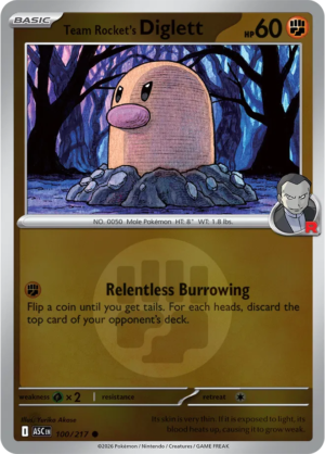 Pokémon TCG Team Rocket's Diglett – ASC 100 Common Energy Symbol Pattern – EN