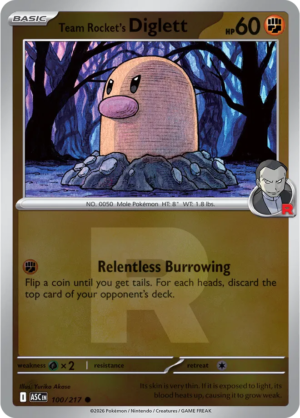 Pokémon TCG Team Rocket's Diglett – ASC 100 Common Team Rocket R Pattern – EN