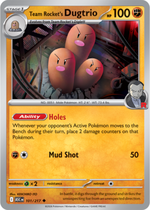 Pokémon TCG Team Rocket's Dugtrio – ASC 101 Uncommon Regular – EN