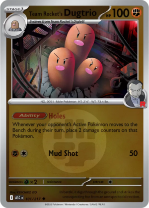 Pokémon TCG Team Rocket's Dugtrio – ASC 101 Uncommon Energy Symbol Pattern – EN