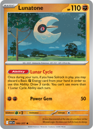 Pokémon TCG Lunatone – ASC 105 Rare Holofoil – EN