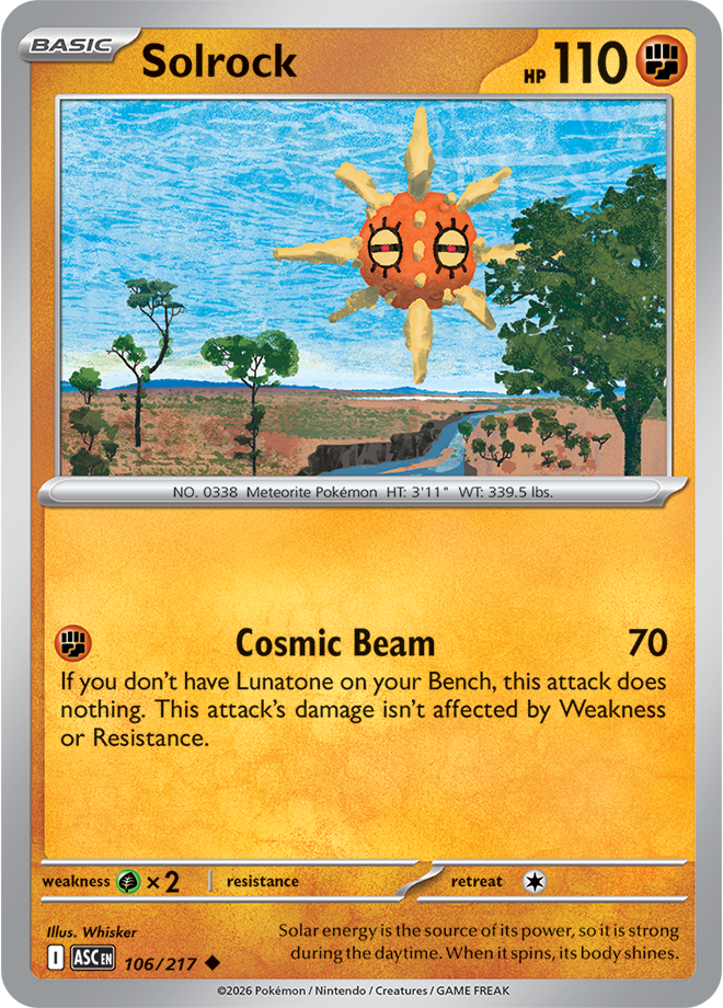 Pokémon TCG Solrock – ASC 106 Uncommon Regular – EN
