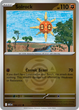 Pokémon TCG Solrock – ASC 106 Uncommon Dusk Ball Pattern – EN