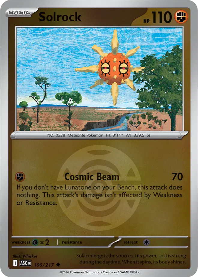 Pokémon TCG Solrock – ASC 106 Uncommon Dusk Ball Pattern – EN
