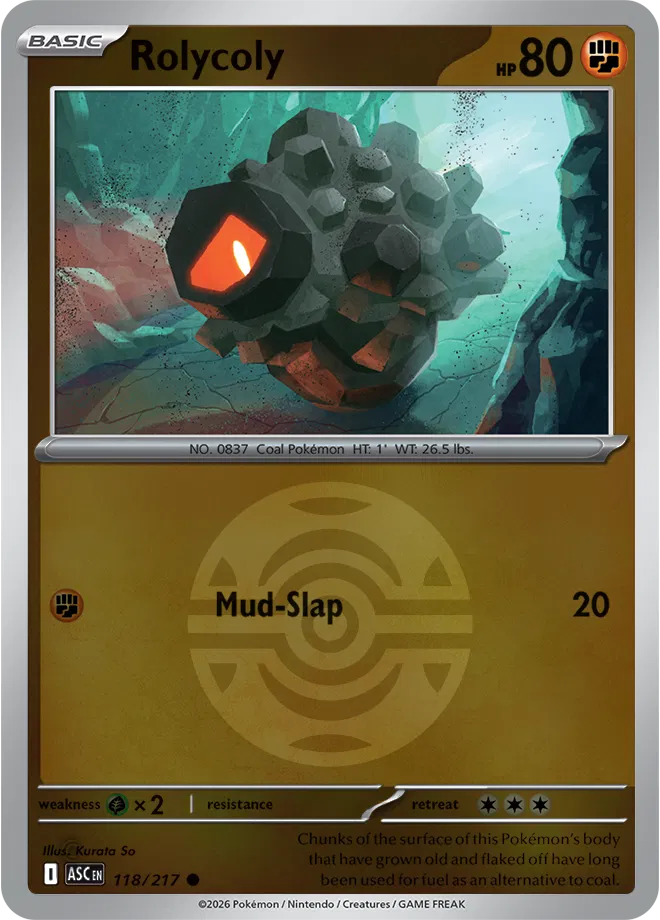 Pokémon TCG Rolycoly – ASC 118 Common Dusk Ball Pattern – EN