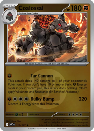Pokémon TCG Coalossal – ASC 120 Rare Energy Symbol Pattern – EN