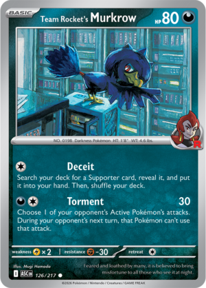 Pokémon TCG Team Rocket's Murkrow – ASC 126 Common Regular – EN