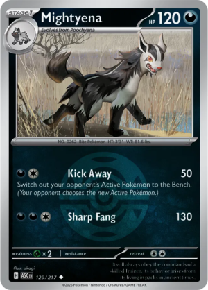 Pokémon TCG Mightyena – ASC 129 Uncommon Dusk Ball Pattern – EN