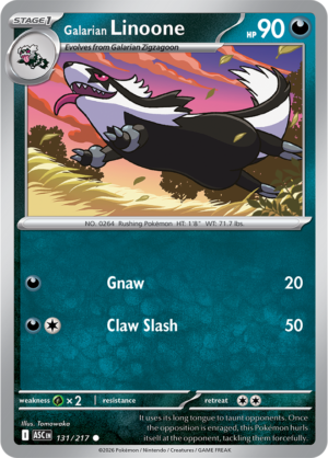 Pokémon TCG Galarian Linoone – ASC 131 Common Regular – EN