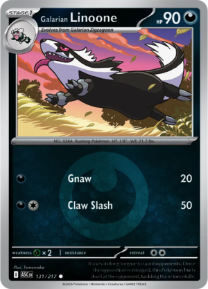 Pokémon TCG Galarian Linoone – ASC 131 Common Energy Symbol Pattern – EN