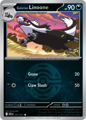 Pokémon TCG Galarian Linoone – ASC 131 Common Dusk Ball Pattern – EN
