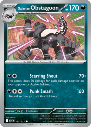 Pokémon TCG Galarian Obstagoon – ASC 132 Uncommon Regular – EN