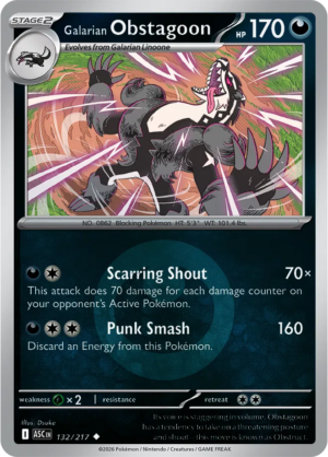 Pokémon TCG Galarian Obstagoon – ASC 132 Uncommon Energy Symbol Pattern – EN