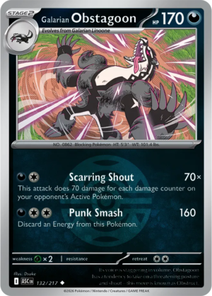 Pokémon TCG Galarian Obstagoon – ASC 132 Uncommon Dusk Ball Pattern – EN