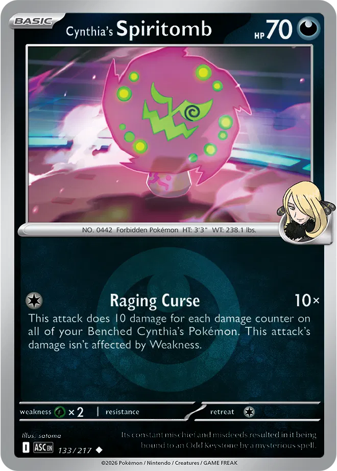 Pokémon TCG Cynthia's Spiritomb – ASC 133 Uncommon Energy Symbol Pattern – EN