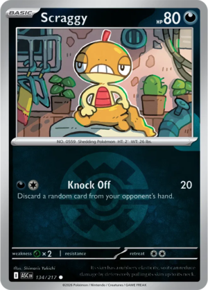 Pokémon TCG Scraggy – ASC 134 Common Quick Ball Pattern – EN