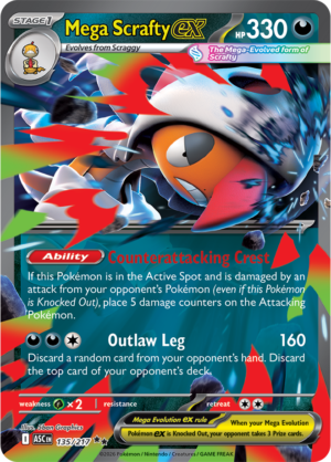 Pokémon TCG Mega Scrafty ex – ASC 135 Double Rare Holofoil – EN