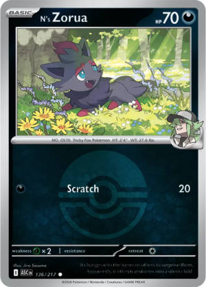Pokémon TCG N's Zorua – ASC 136 Common Poké Ball Pattern – EN