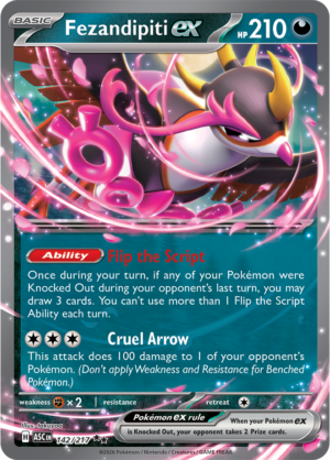 Pokémon TCG Fezandipiti ex – ASC 142 Double Rare Holofoil – EN