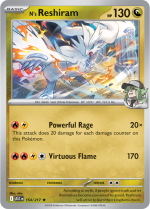 Pokémon TCG N's Reshiram – ASC 154 Rare Holofoil – EN