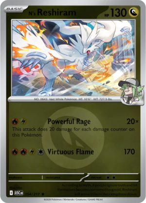 Pokémon TCG N's Reshiram – ASC 154 Rare Energy Symbol Pattern – EN