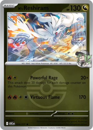Pokémon TCG N's Reshiram – ASC 154 Rare Poké Ball Pattern – EN