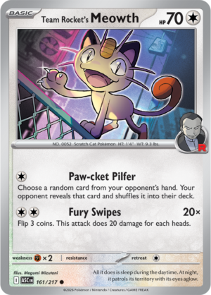 Pokémon TCG Team Rocket's Meowth – ASC 161 Common Regular – EN
