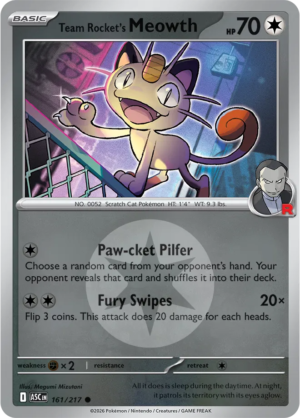 Pokémon TCG Team Rocket's Meowth – ASC 161 Common Energy Symbol Pattern – EN