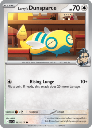 Pokémon TCG Larry's Dunsparce – ASC 163 Common Regular – EN