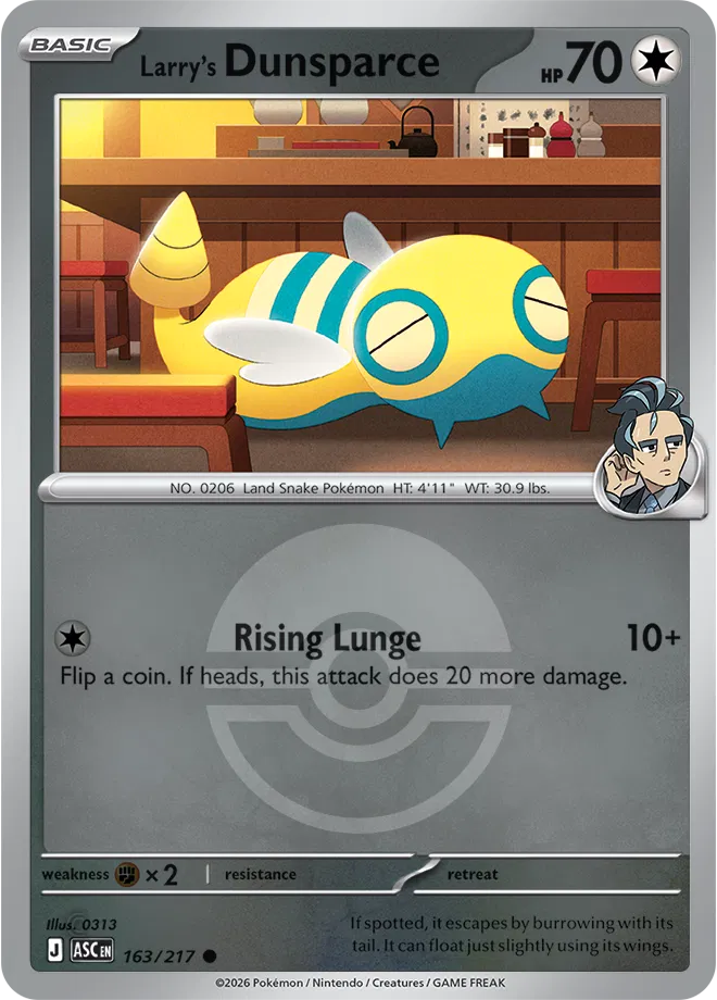 Pokémon TCG Larry's Dunsparce – ASC 163 Common Poké Ball Pattern – EN