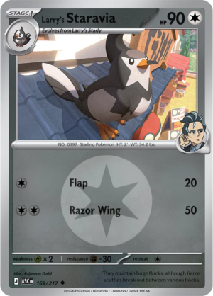Pokémon TCG Larry's Staravia – ASC 169 Uncommon Energy Symbol Pattern – EN
