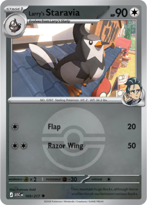 Pokémon TCG Larry's Staravia – ASC 169 Uncommon Poké Ball Pattern – EN