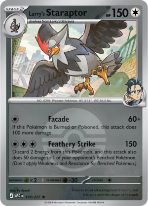 Pokémon TCG Larry's Staraptor – ASC 170 Rare Poké Ball Pattern – EN