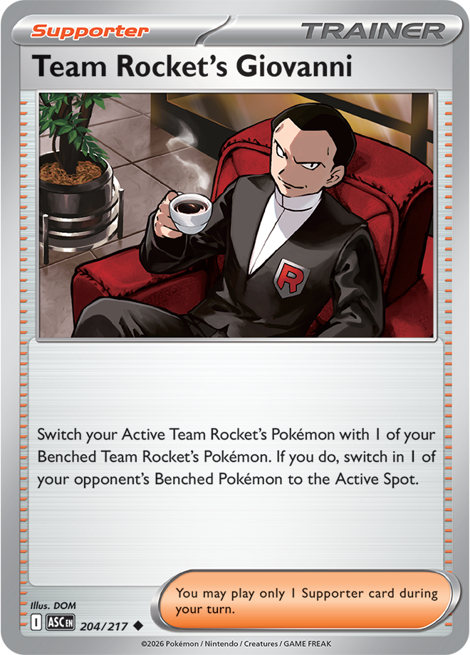 Pokémon TCG Team Rocket's Giovanni – ASC 204 Uncommon Regular – EN