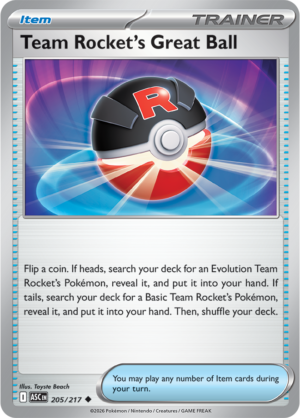 Pokémon TCG Team Rocket's Great Ball – ASC 205 Uncommon Regular – EN