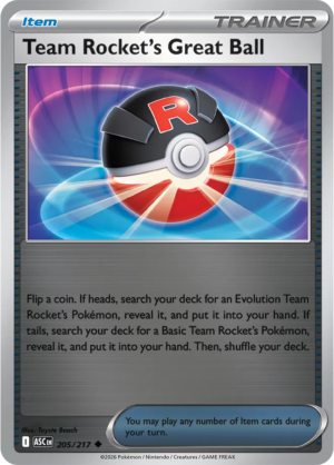 Pokémon TCG Team Rocket's Great Ball – ASC 205 Uncommon Reverse Holofoil – EN