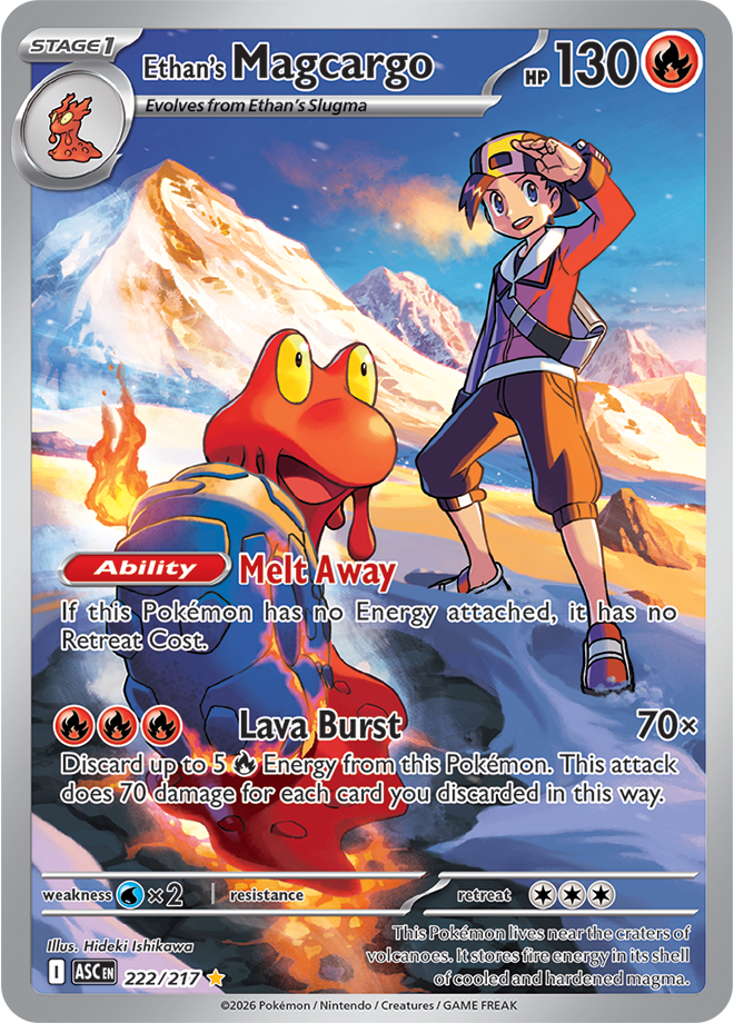 Pokémon TCG Ethan's Magcargo – ASC 222 Illustration Rare Holofoil – EN