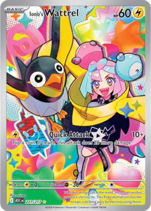 Pokémon TCG Iono's Wattrel – ASC 231 Illustration Rare Holofoil – EN