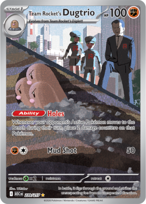 Pokémon TCG Team Rocket's Dugtrio – ASC 239 Illustration Rare Holofoil – EN