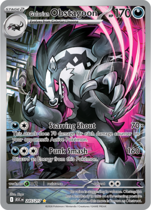 Pokémon TCG Galarian Obstagoon – ASC 245 Illustration Rare Holofoil – EN