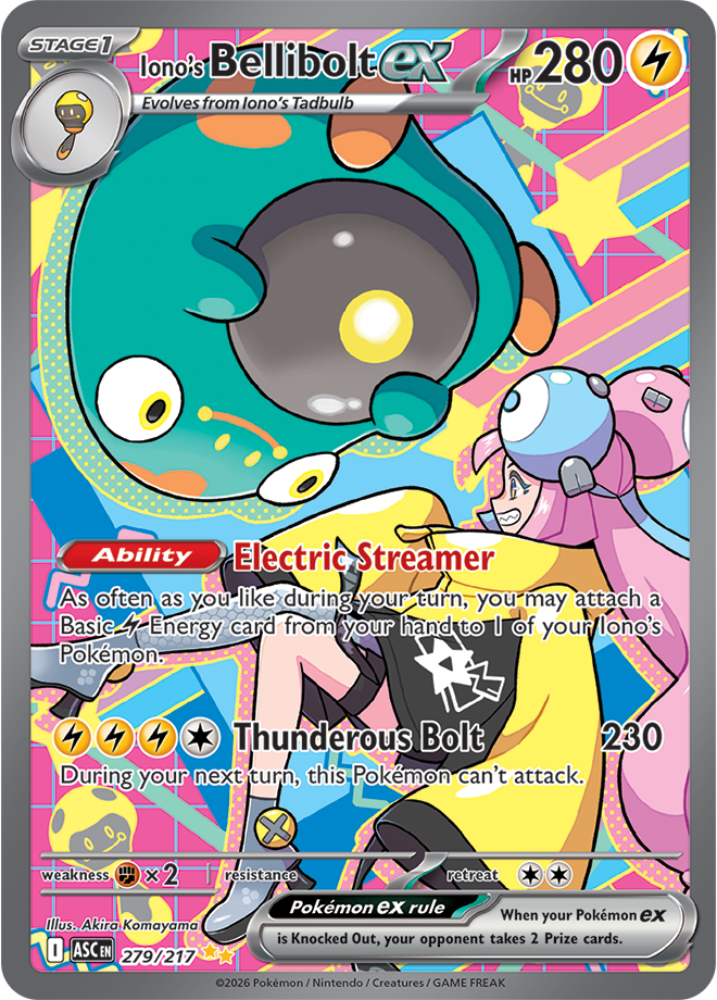 Pokémon TCG Iono's Bellibolt ex – ASC 279 Special Illustration Rare Holofoil – EN