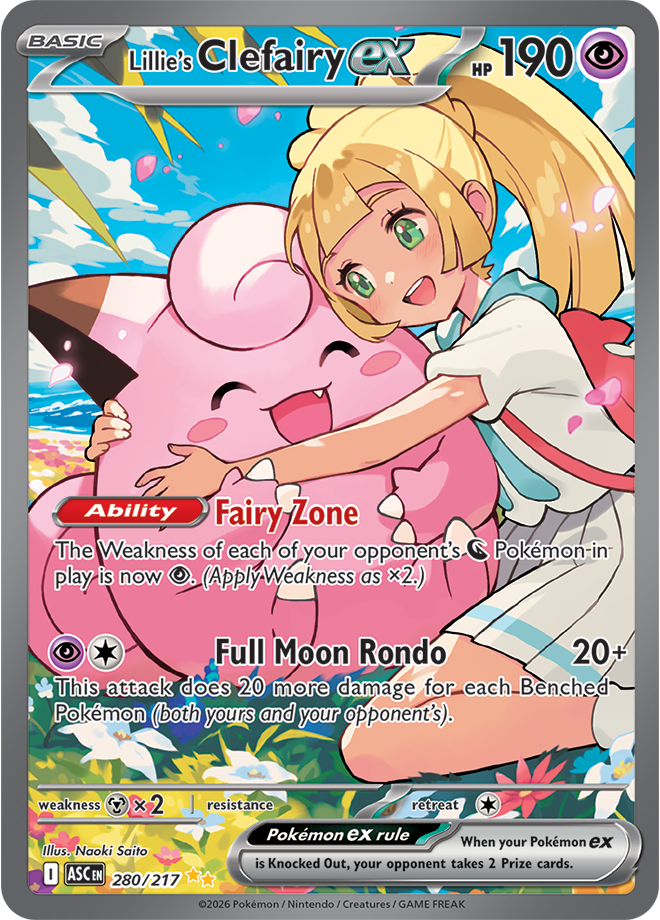 Pokémon TCG Lillie's Clefairy ex – ASC 280 Special Illustration Rare Holofoil – EN